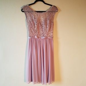 Rose Gold David's Bridal Short Bridesmaid's Dress